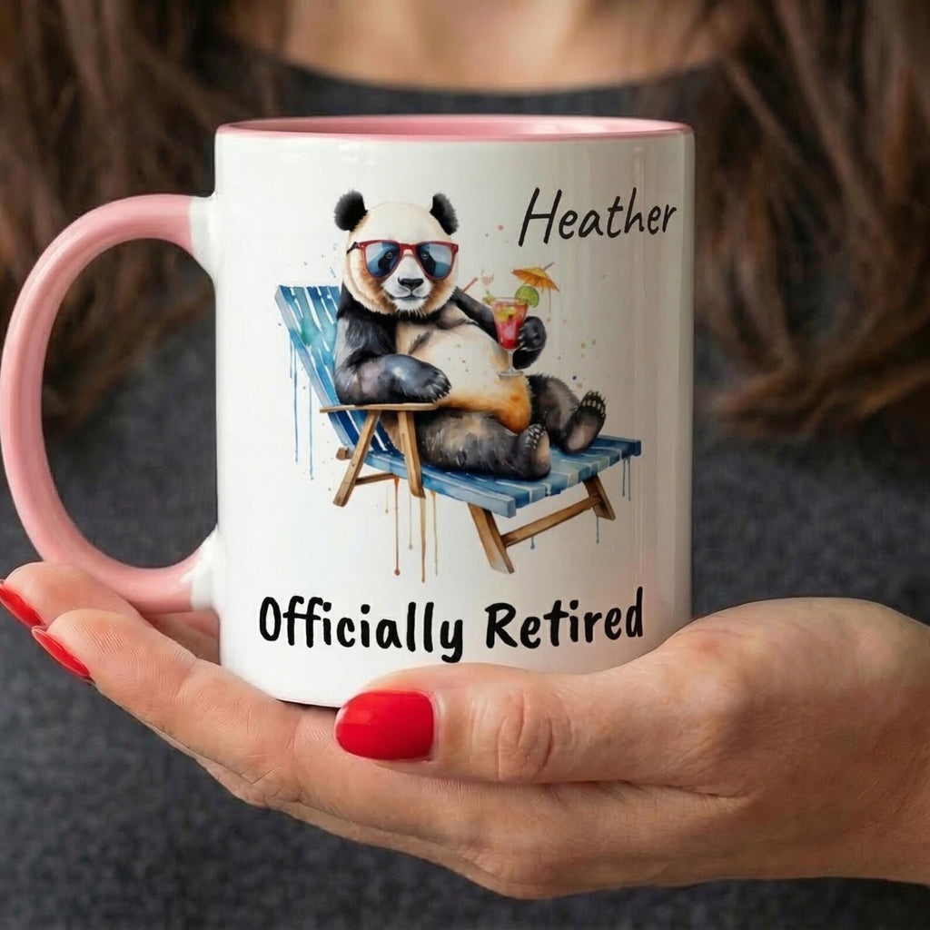 Personalized Panda Retirement Mug • Gift For Animal Lover • Watercolour Style