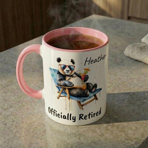 Personalized Panda Retirement Mug • Gift For Animal Lover • Watercolour Style
